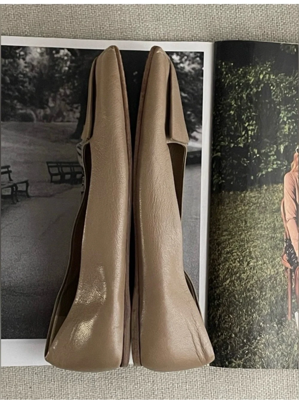 Jil Sander Beige Square-Toe Leather Flats